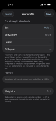 The Profile screen