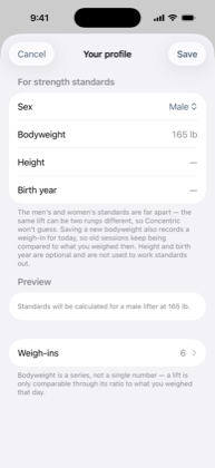 The Profile screen